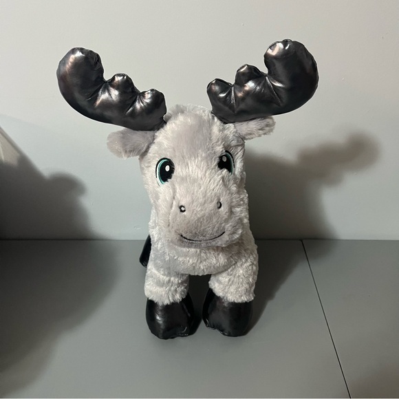 Build-A-Bear Other - Build A Bear Gray Gust Moose Plush Animal 2018 Green Eye Silver Reindeer 14”
